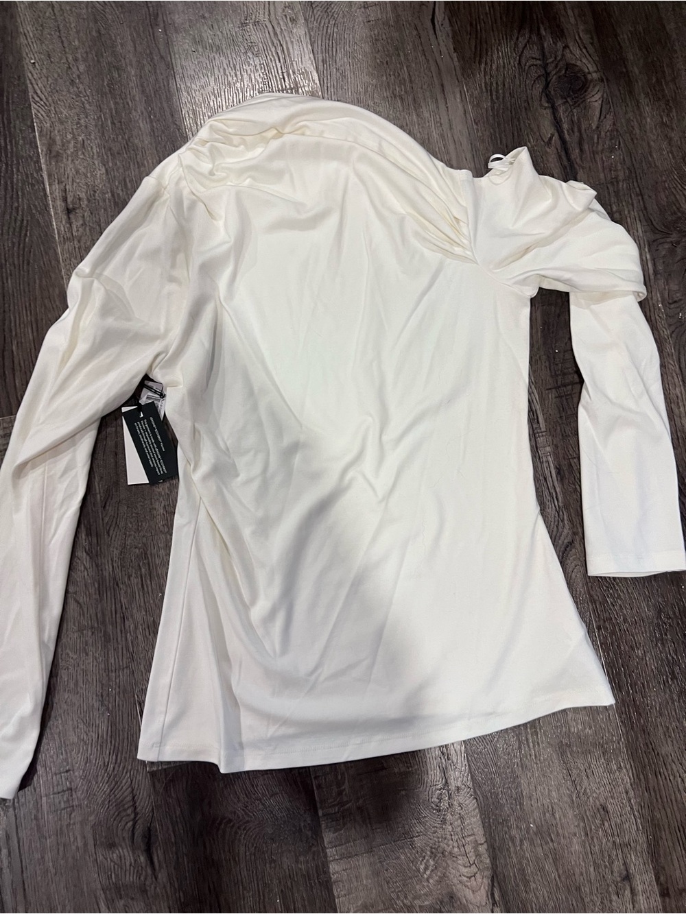 Babaton White One-Shoulder Long Sleeve Top
